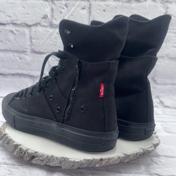 Levi’s Men's Zip Extra Hi Triple Black Canvas Shoes Sneaker Size 9 - Picture 2 of 11